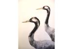 Eurasian Cranes by David Lowther - <a href='http://www.davidlowtherart.com'>www.davidlowtherart.com</a> Detailed painting of a pair of Eurasian Cranes