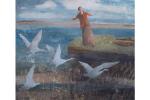 Artwork piece by David Brayne of four cranes
